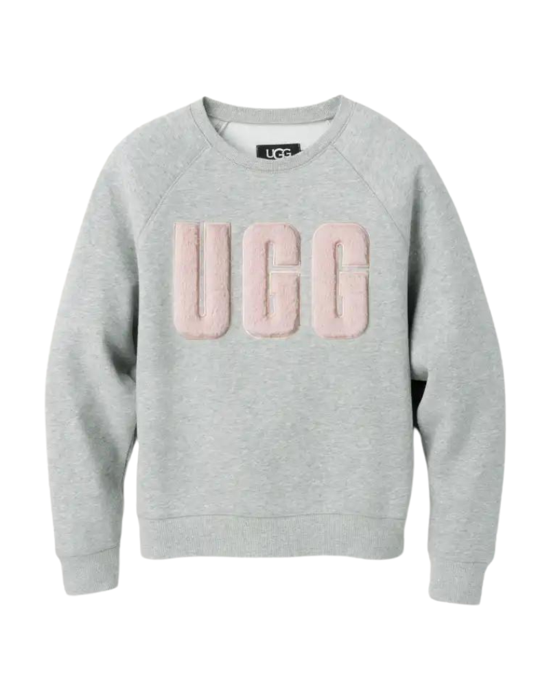 UGG 1123718 Grey Heather/Sonora Fuzzy Logo Crewneck Sweater