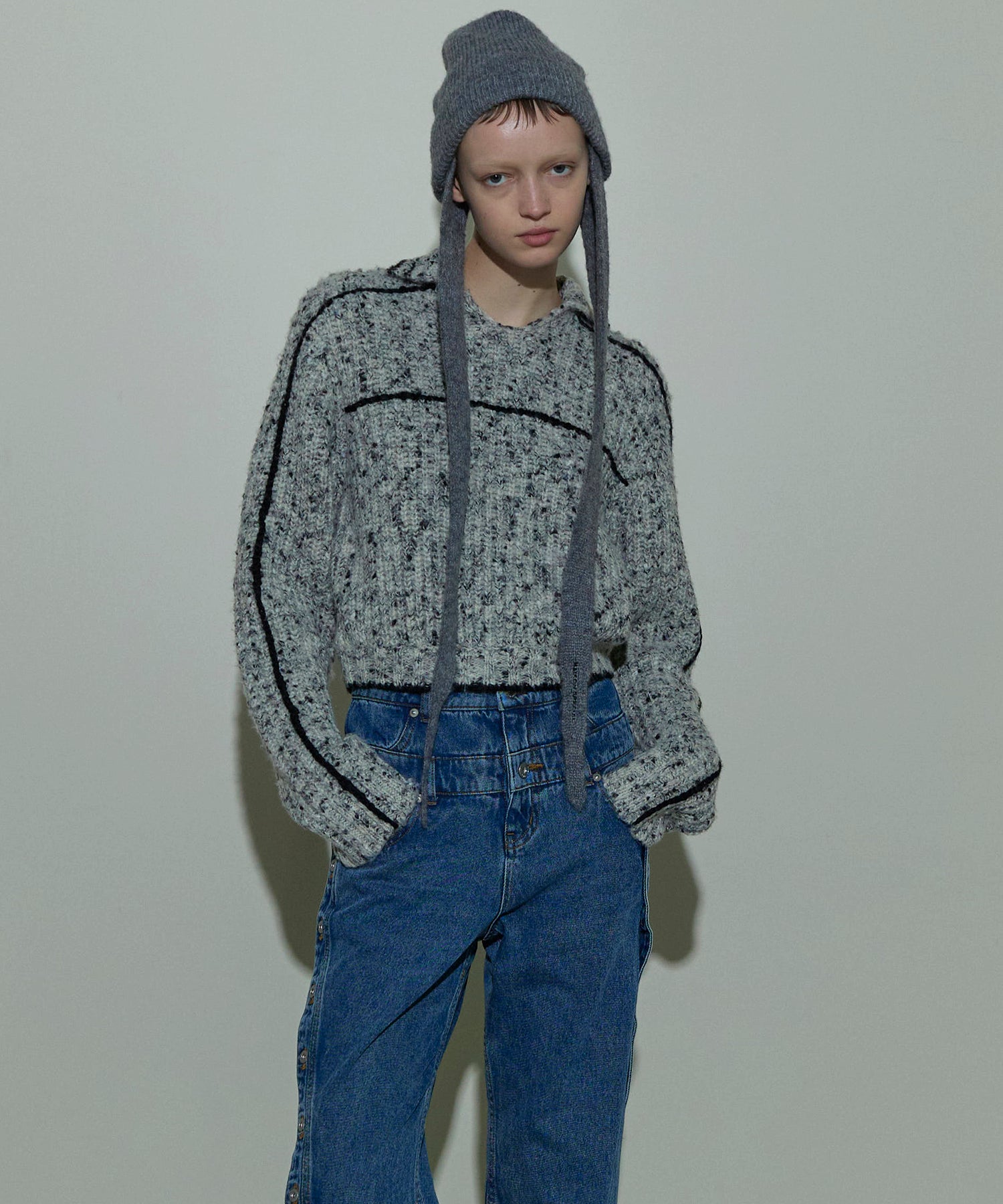 SALE】Nep Yarn Linking Knit Tops