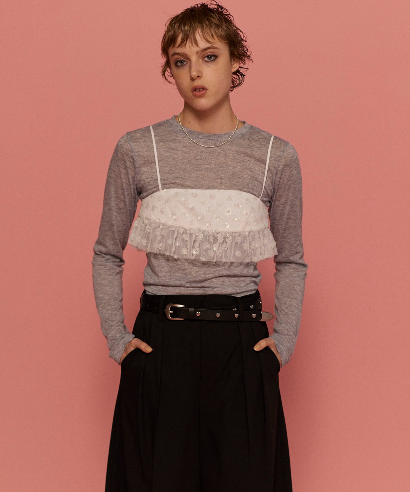 SALE】Multi Fabric Glitter Flower Bustier