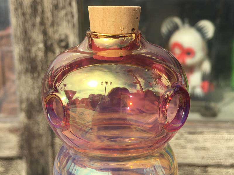 新品 Send Up Art Glass Incense Burner/Stand Pole Gold & Silver