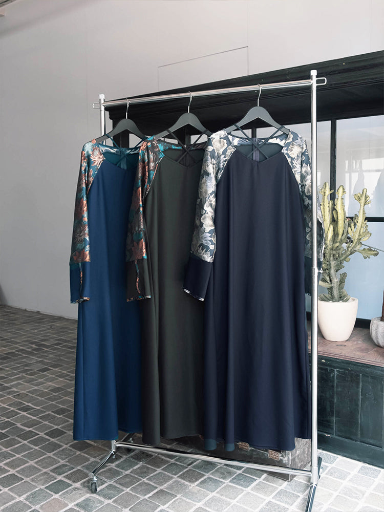 Cross Neck Jacquard Dress｜結婚式やお呼ばれに｜ジャガード