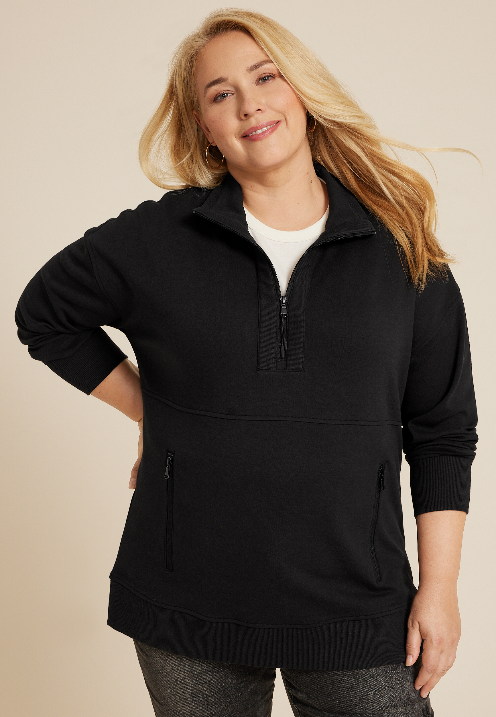 Plus Size Athleisure Half Zip Pullover Sweatshirt | maurices