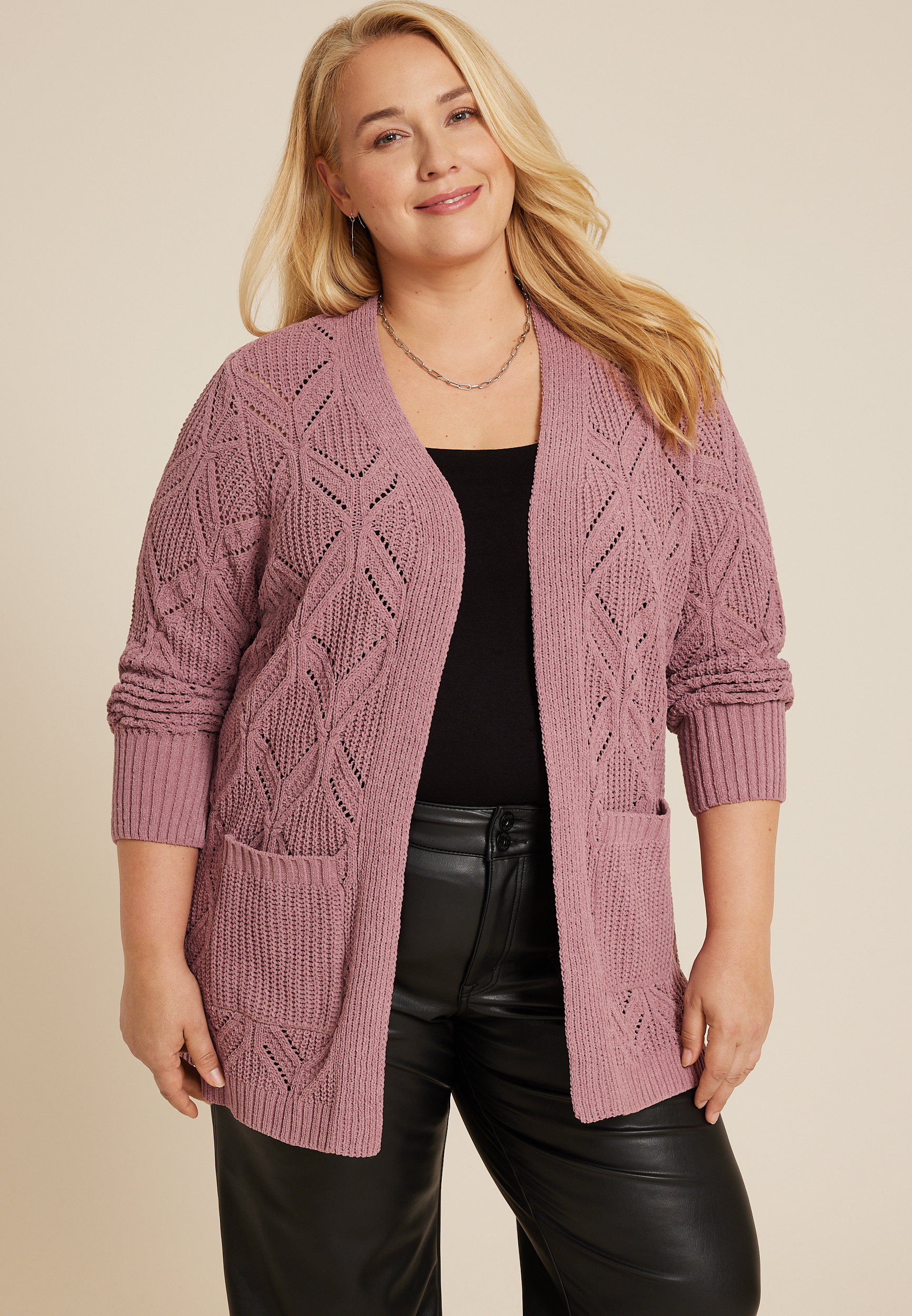 Plus Size Diamond Stitch Pocket Cardigan | maurices