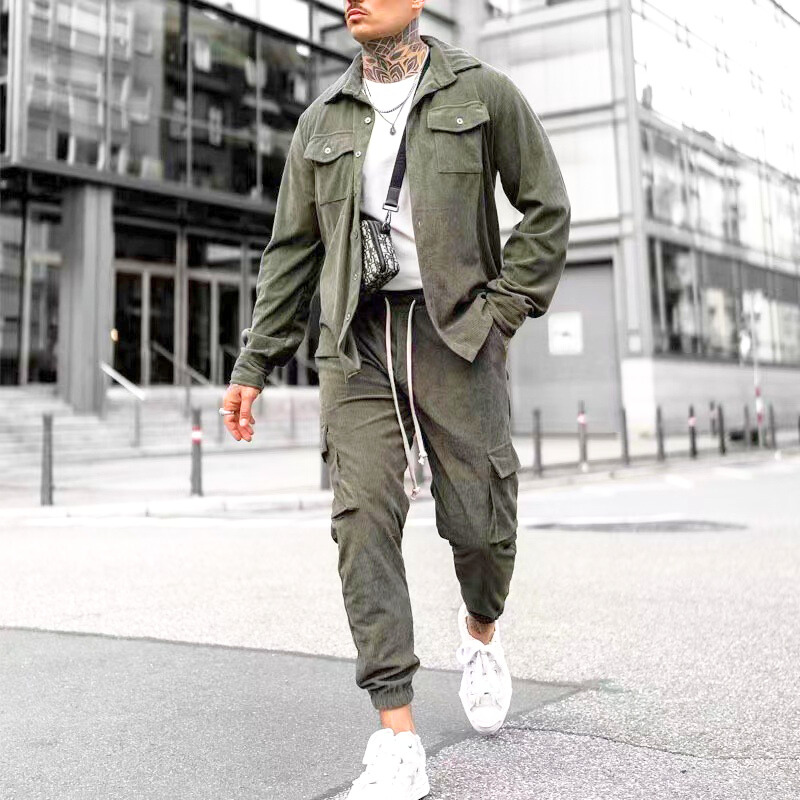 30代メンズ必見】コーデュロイシャツ×カーゴジョガー｜秋冬の街映え