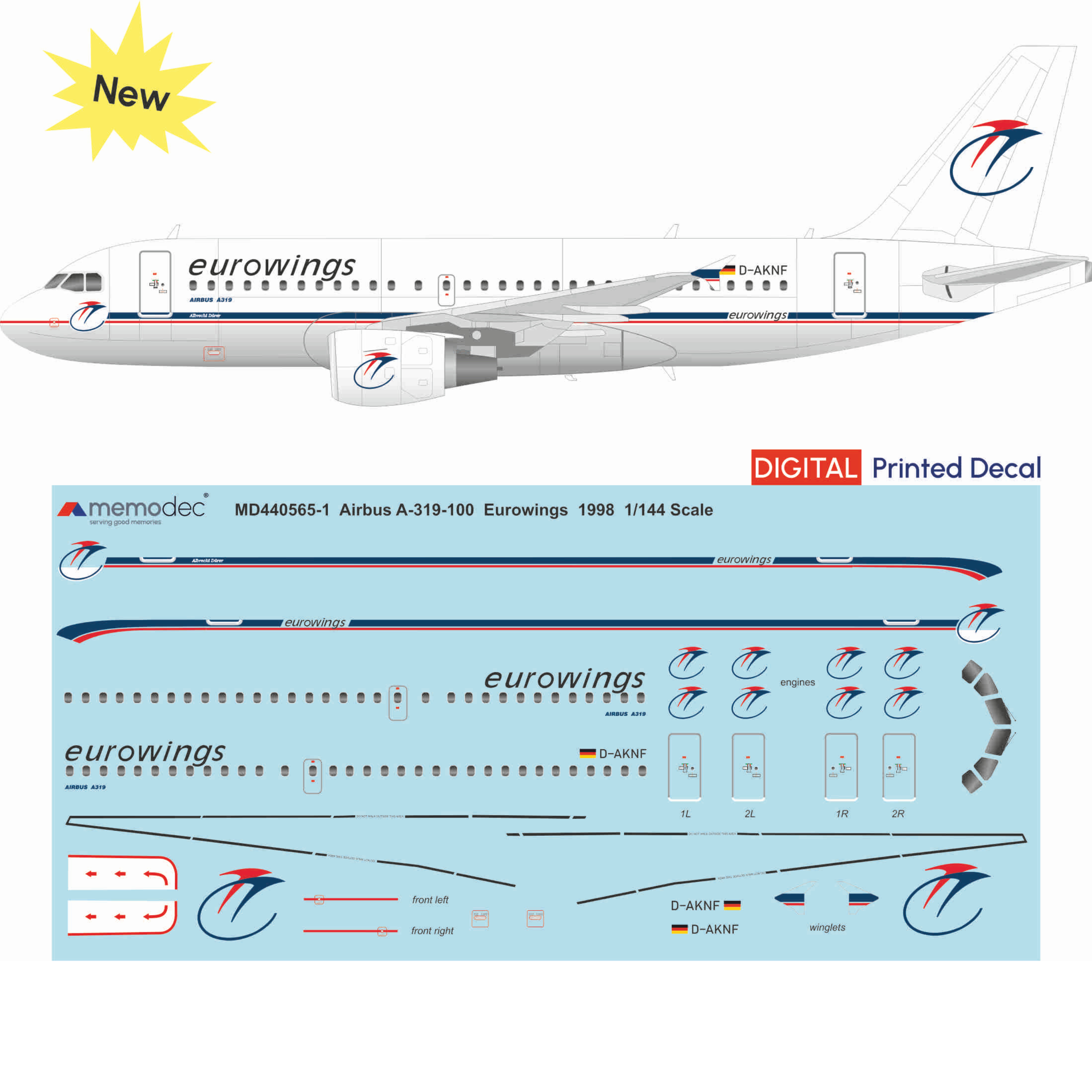 Airbus A319-100 Eurowings (1998) Decal – Memodec