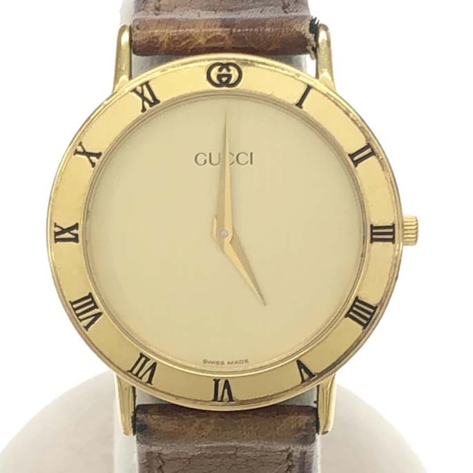 不動 腕時計 GUCCI グッチ 3000.2.M クォーツ QZ ラウンド ゴールド