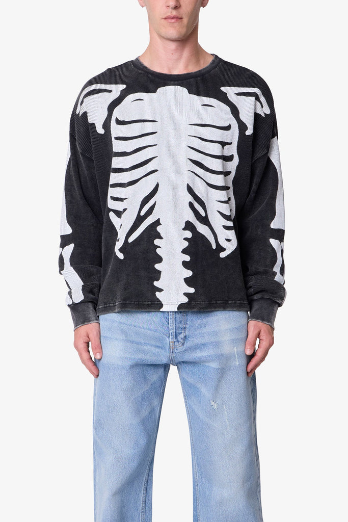 Skeleton Thermal L/S Shirt - Washed Black | mnml | shop now