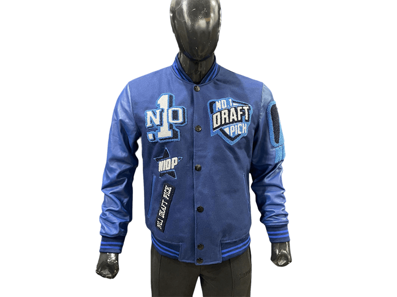 N1DPVSJ-4000-N1DP VARSITY (CAROLINA NAVY/NAVY) WOOL BODY-LAMB SKIN LEA