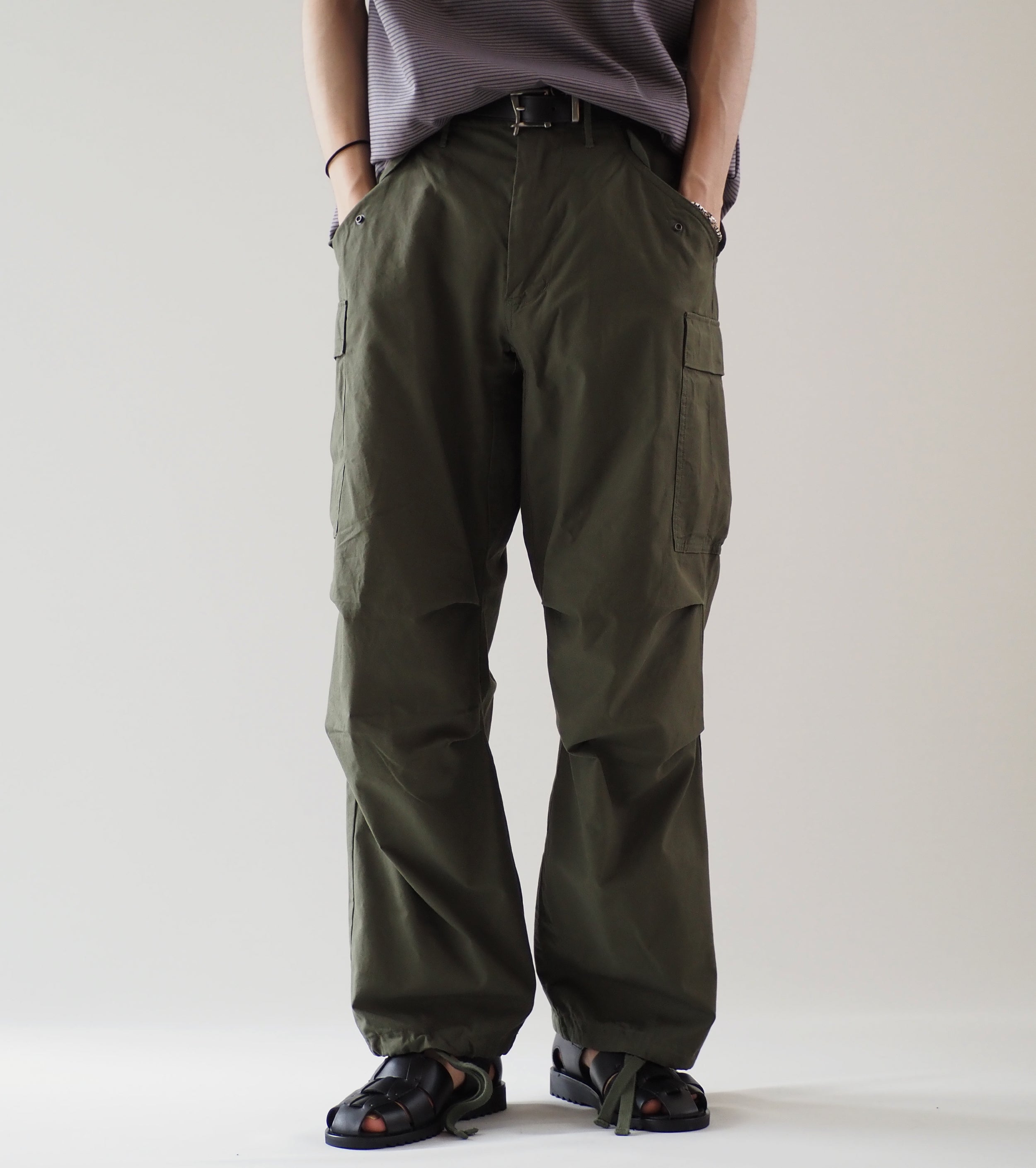 YAECA Like Wear M51 フィールドパンツ , Olive （Poplin） – Navyblue