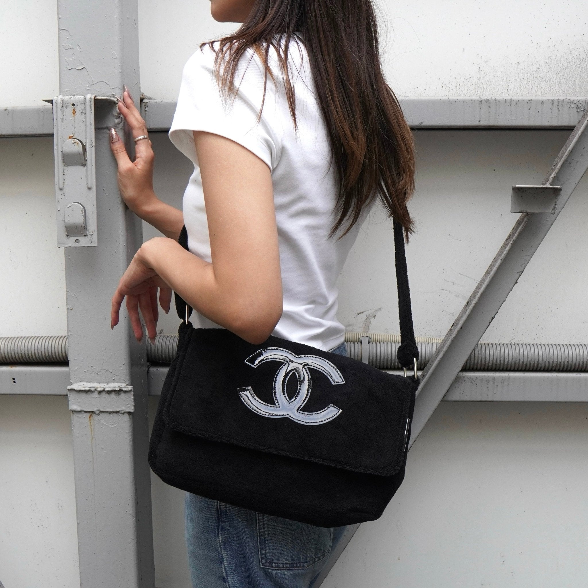 シャネル ココマーク パイル地 ノベルティ ショルダーバッグ ブラック