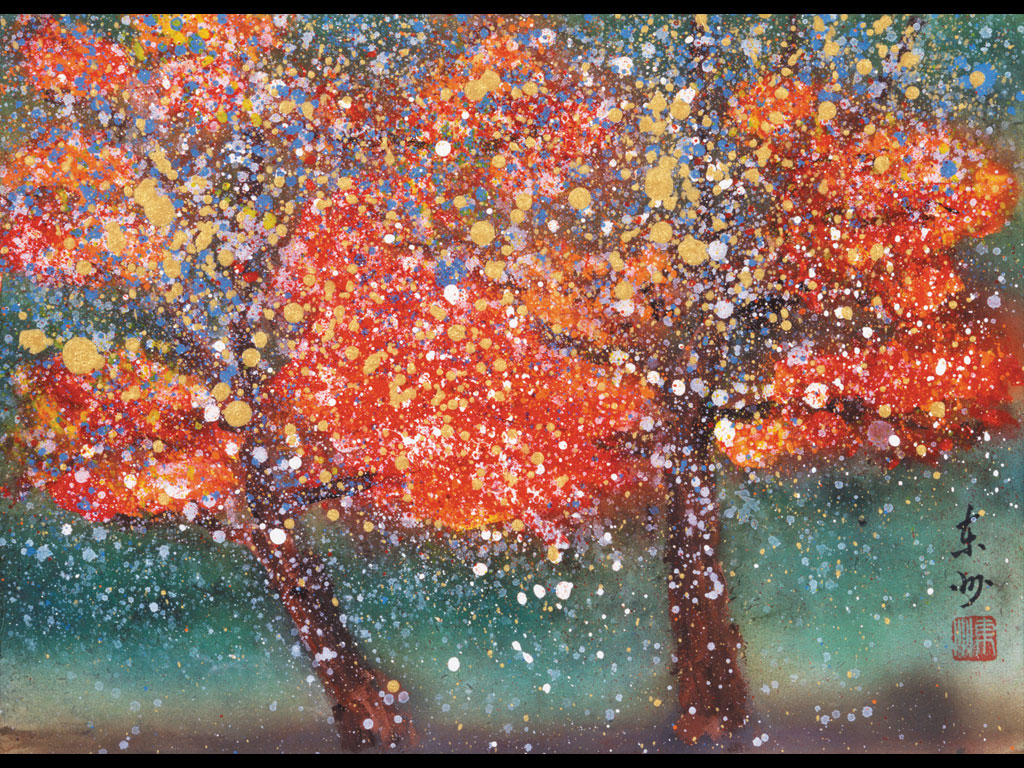 深見東州 大型オリジナルシルリトグラフ「富士と天女の羽衣」直筆