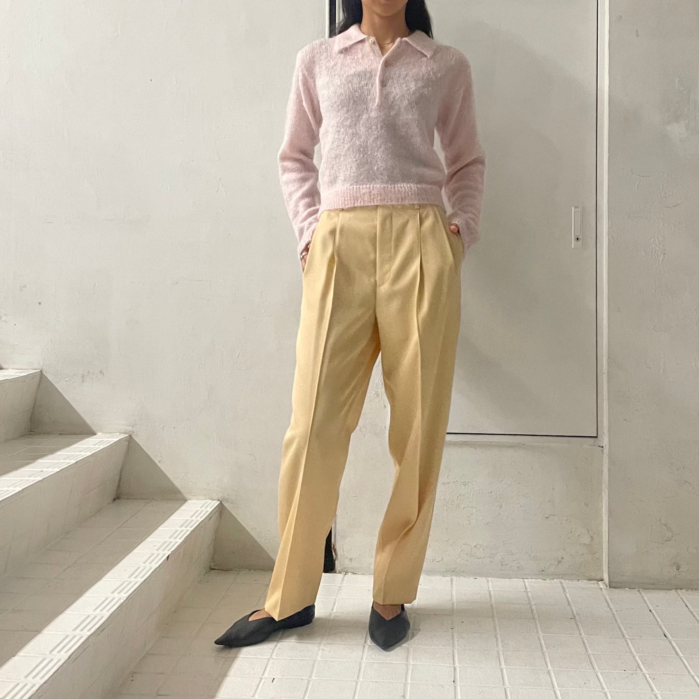 AURALEE】 BRUSHED SUPER KID MOHAIR KNIT SHORT POLO / LIGHT WOOL