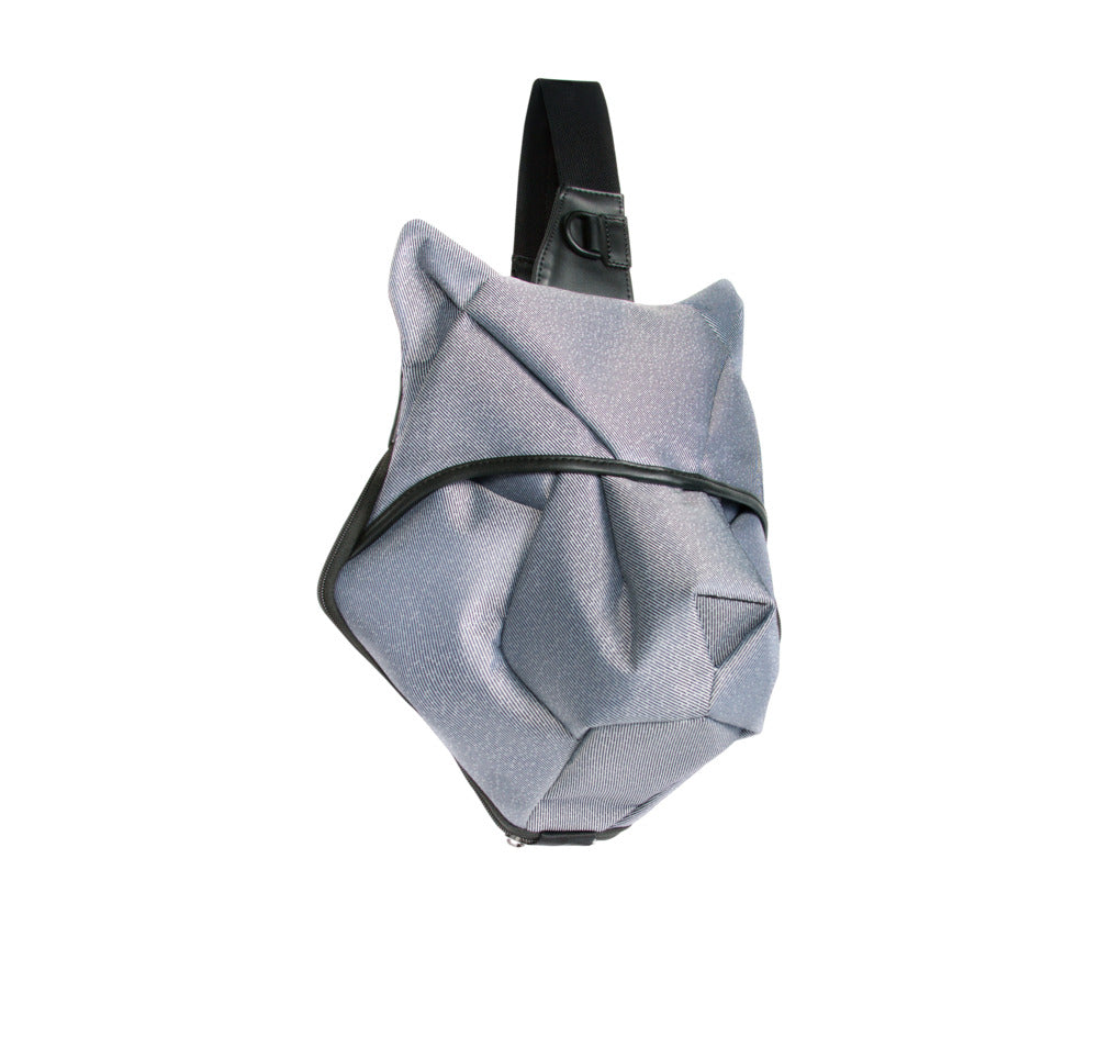 ORIBAGU折り紙バッグ＿薄色デニムオオカミ＿ボディバッグ