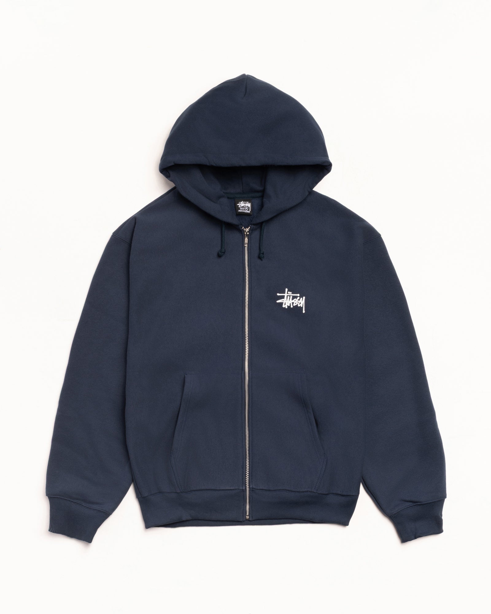 Basic Stüssy Zip Hoodie – Navy | Sweats | Stüssy Canada