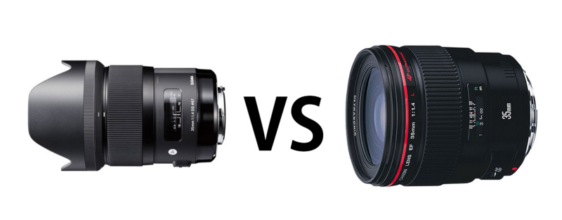シグマ35mm F1.4 DG HSM」と「キヤノンEF35mm F1.4L USM」の比較