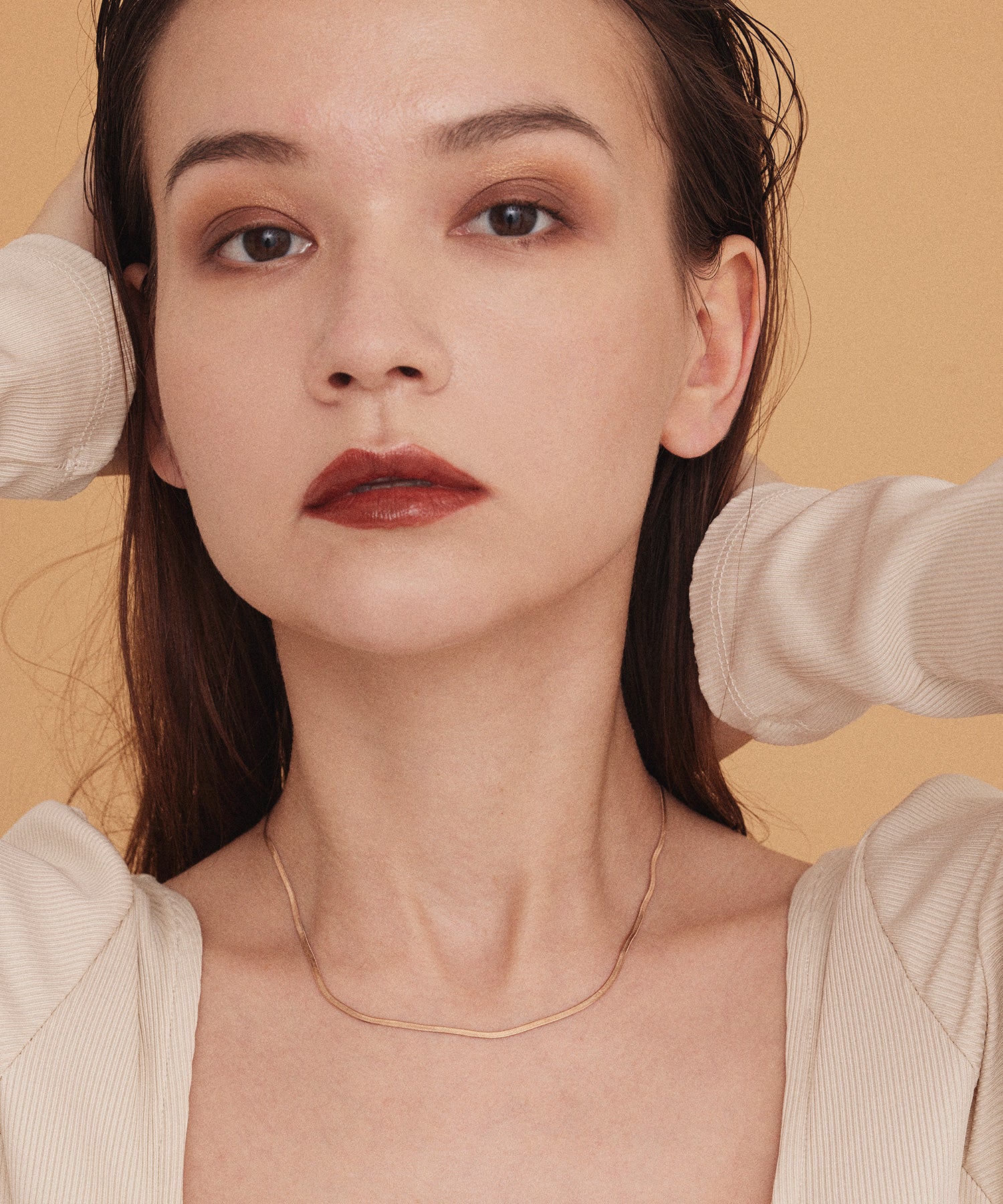 ピンクゴールド]2mmスネークチェーンネックレス