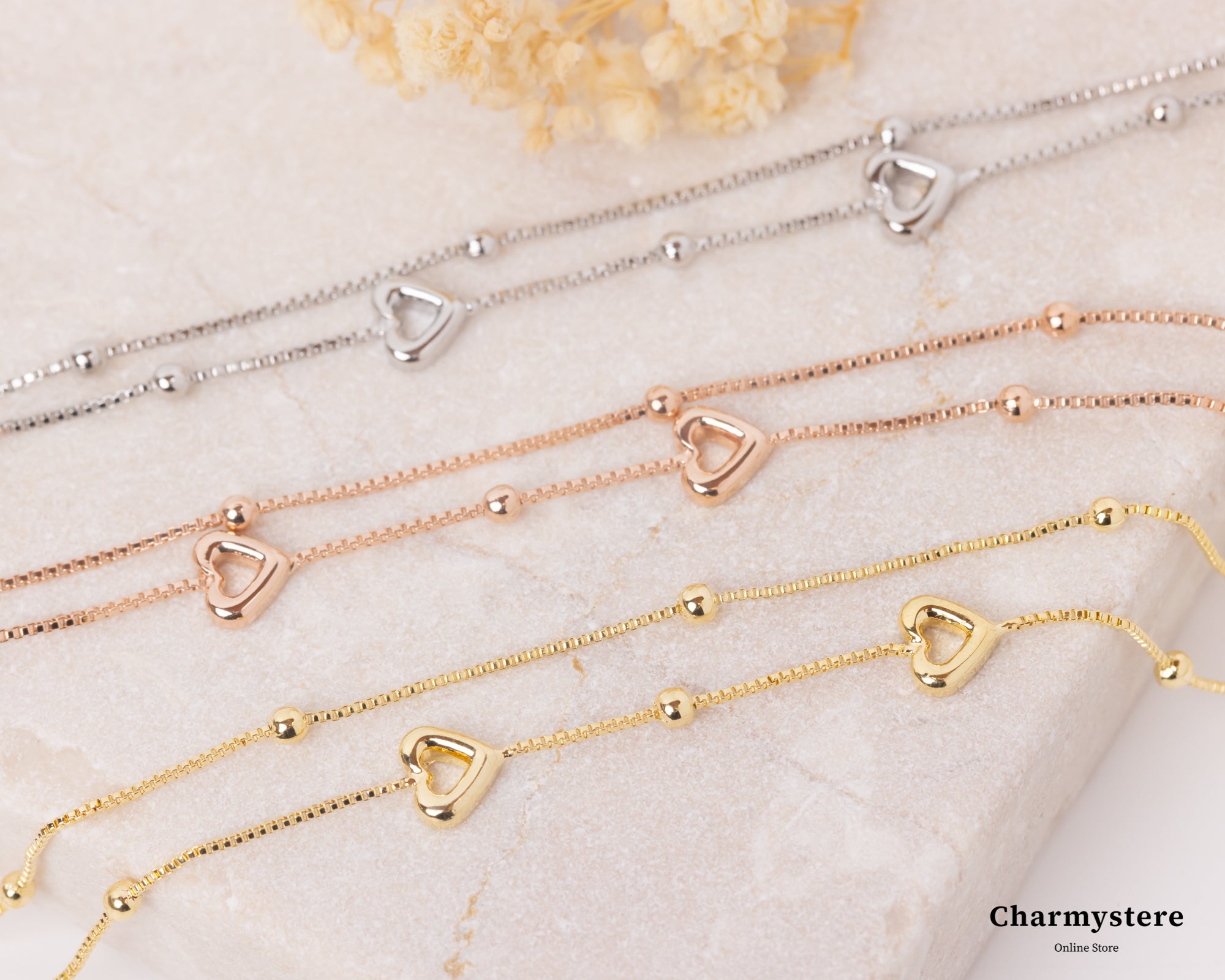 ハートドット2ストランドブレスレット | Charmystere｜シャルム