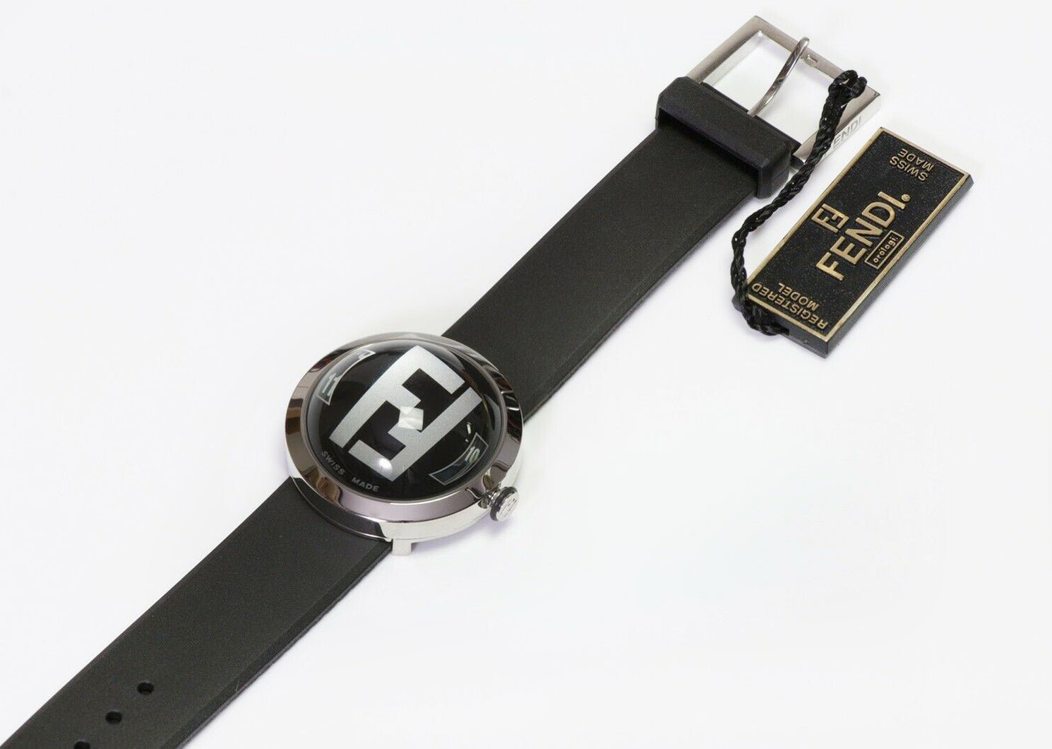 FENDI 8010G Logo Bubble Black Rubber Band Women's Watch