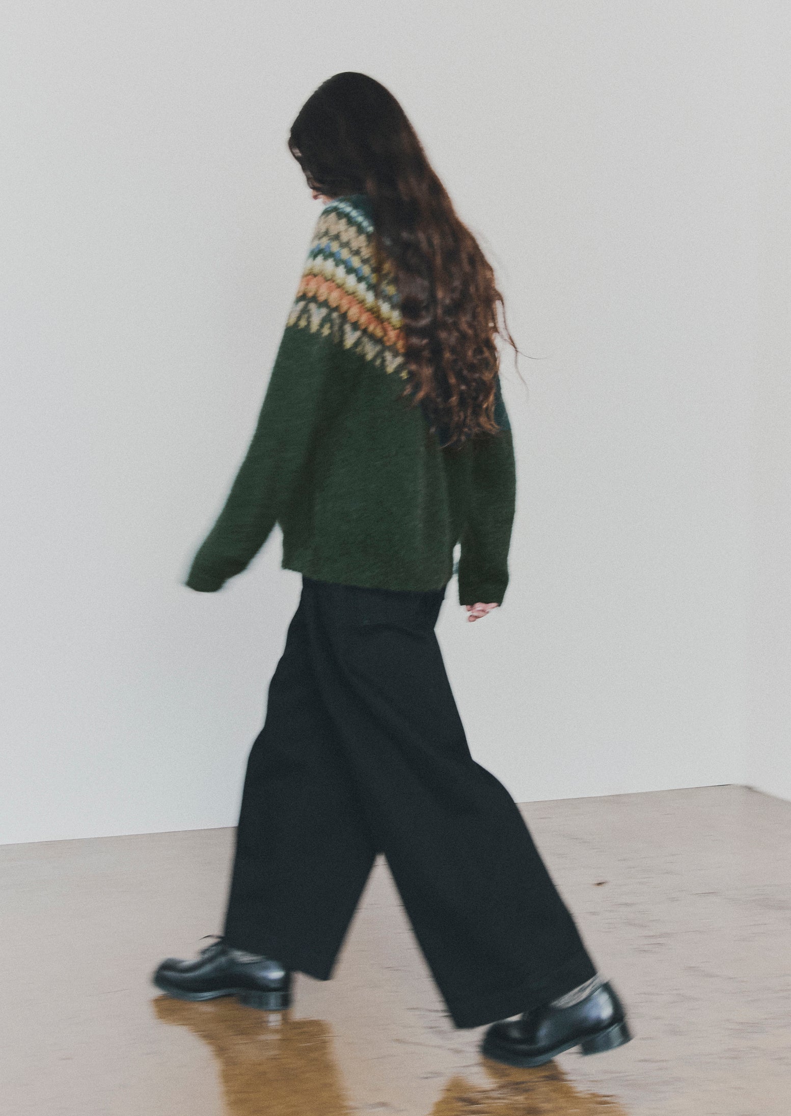 Brushed Mohair Wool Patterned Yoke Sweater | Peacock Multi | TOAST