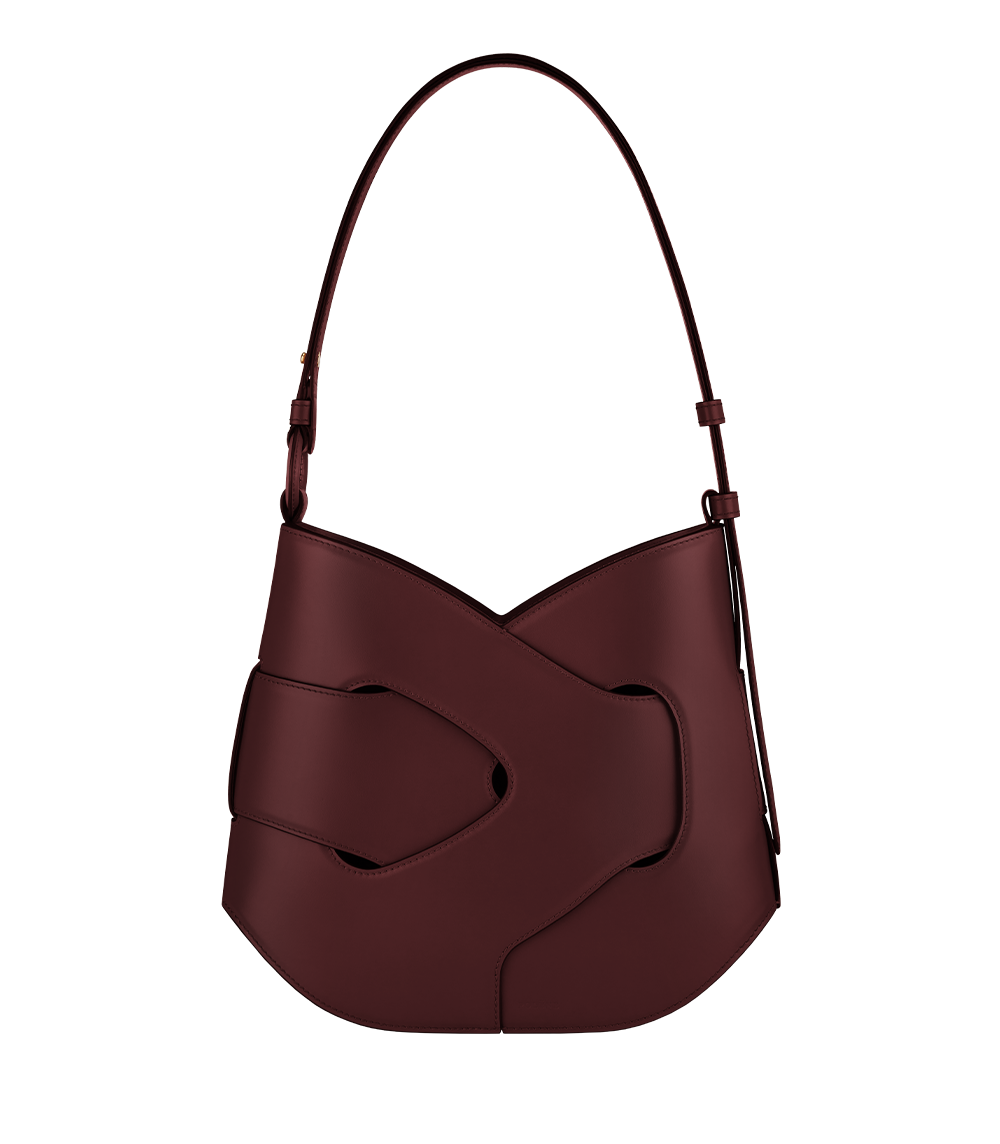 Polène | Bag - Nodde Hobo - Smooth Black Cherry – Polène EU