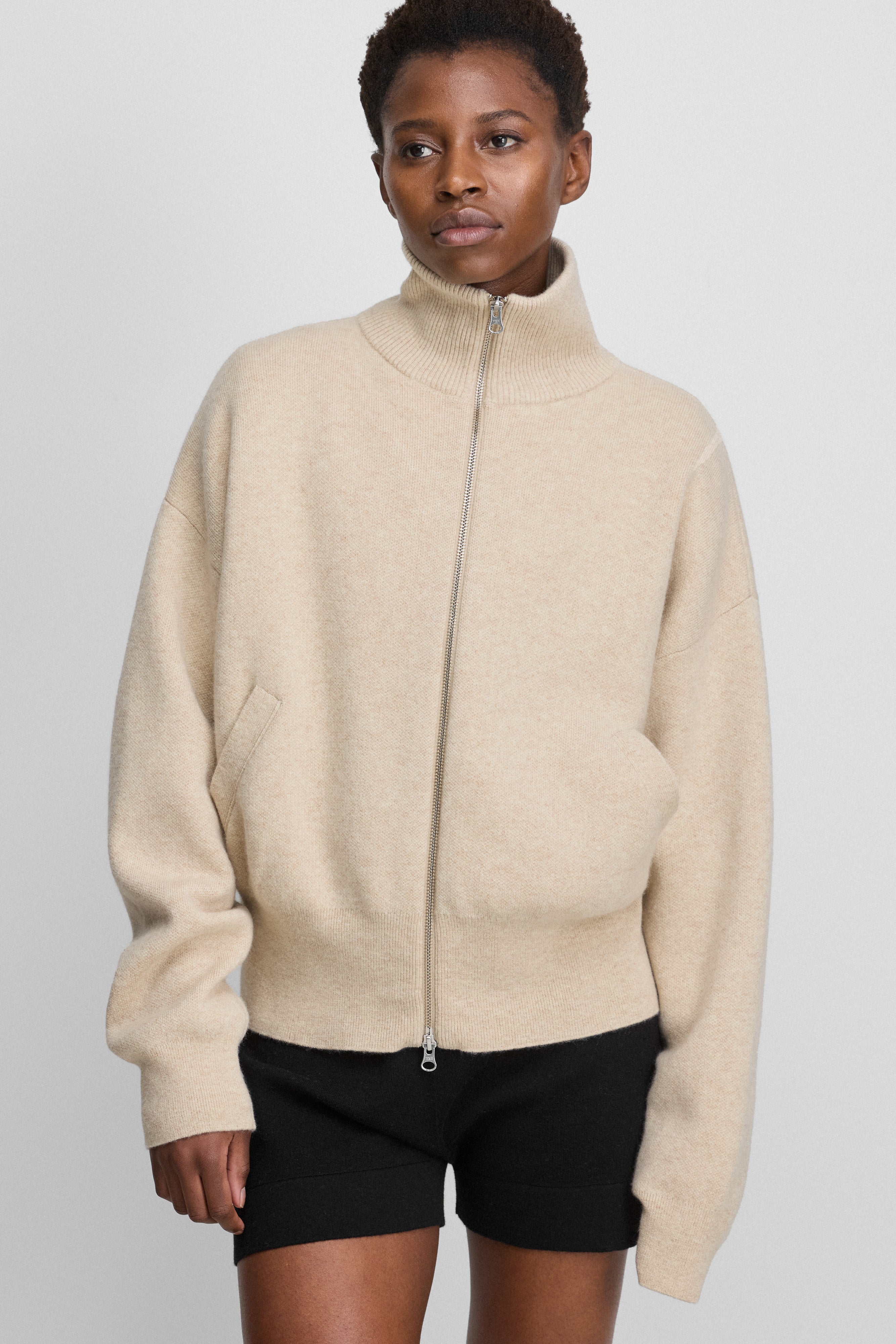 extreme cashmere zip-up cardigan pure 385 xtra cute – extreme