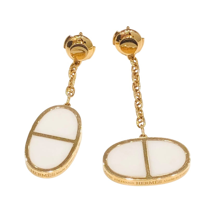 エルメス HERMES シェーヌダンクル ヴェルソ ピアス ホワイト