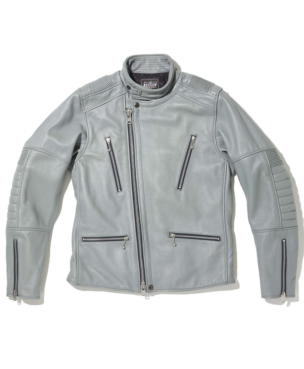 Leather jacket high neck semi-double leather jacket | Kadoya