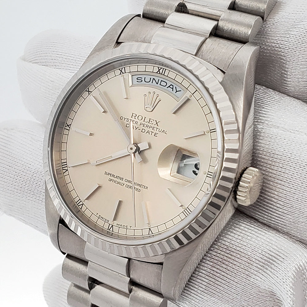 Rolex President Day-Date 36mm Silver Dial White Gold | 118239