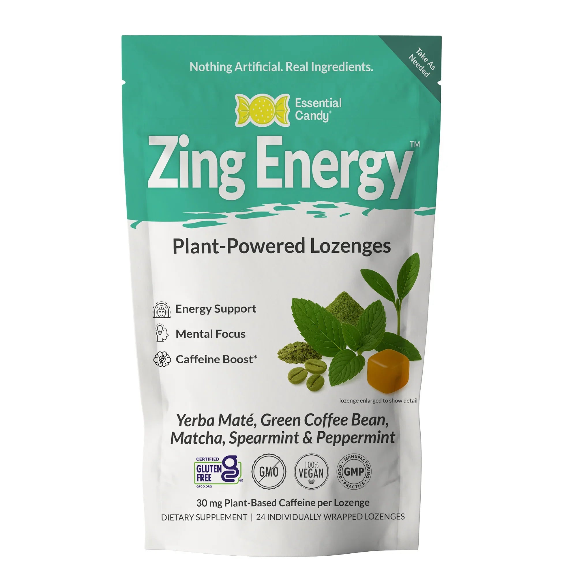Zing Energy™ Lozenges | Natural Caffeine Boost Matcha– Essential Candy