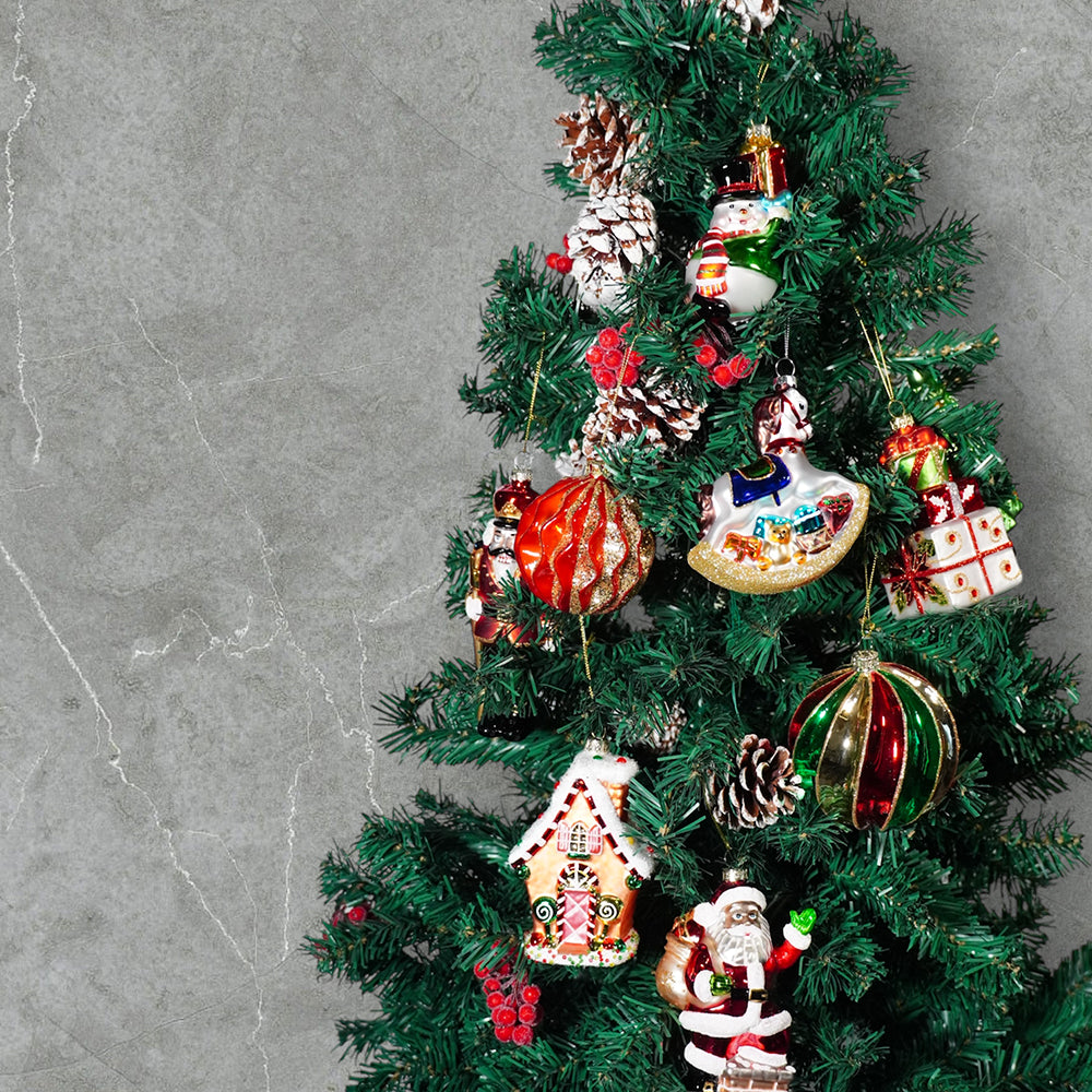 BROOKS HOME GARDEN ガラス製 クリスマスオーナメント 9点セット【翌