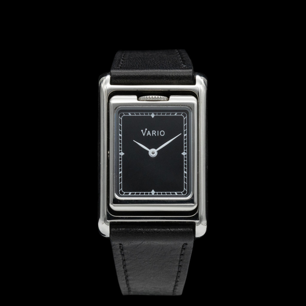 Vario - VERSA Reversible Dual Time Silver-Black Watch – FiveFortyFive