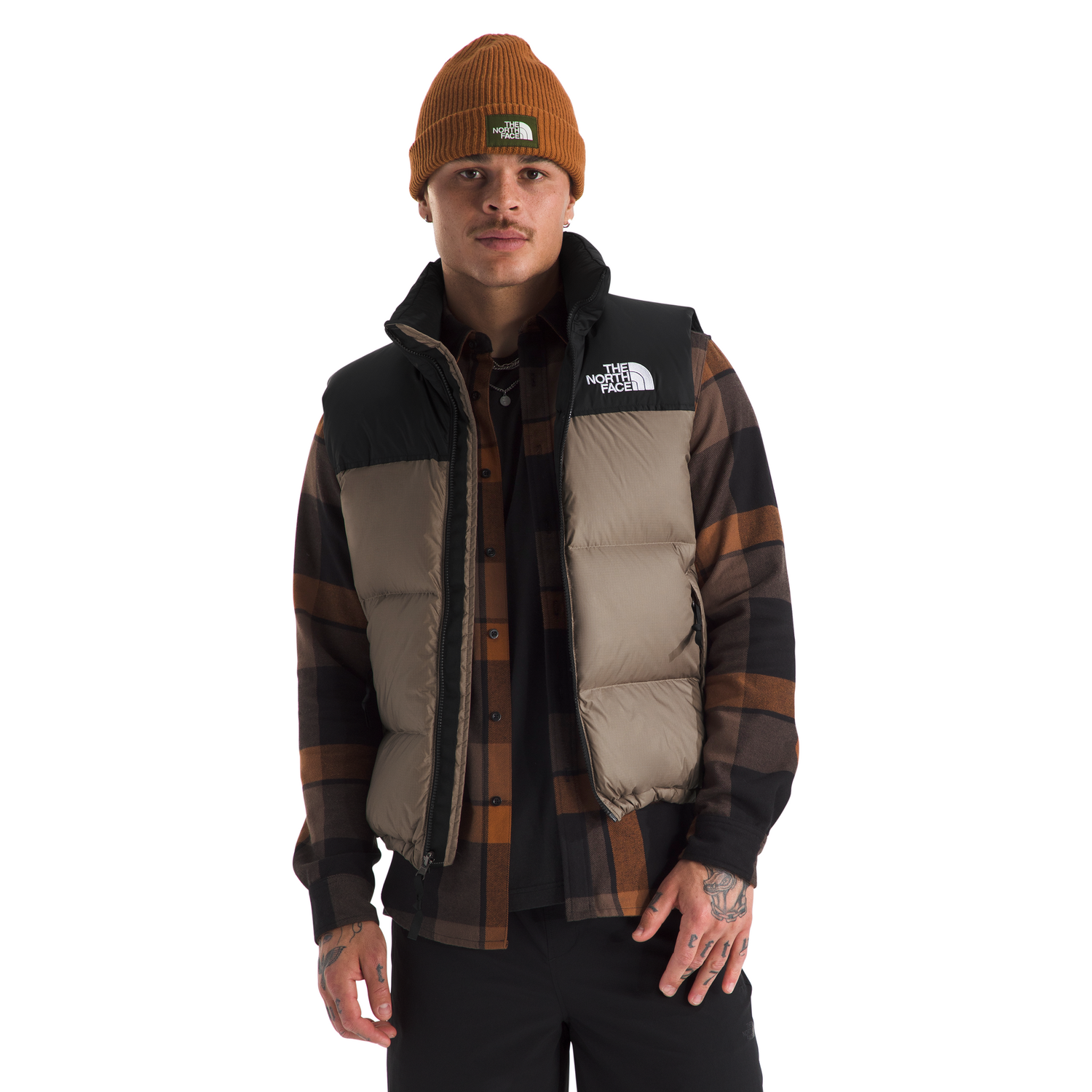 The North Face Men's 1996 Retro Nuptse Vest in Mocha Brown/TNF Black