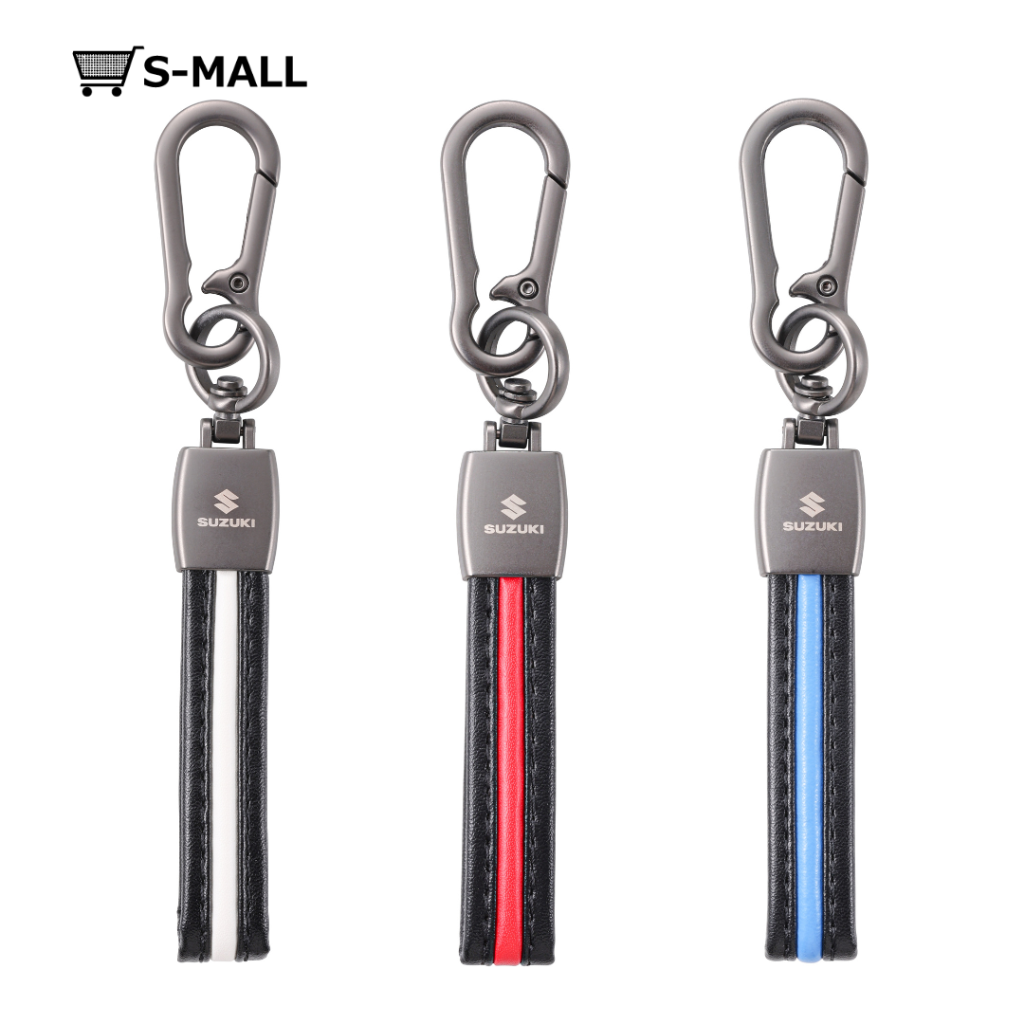 レザーキーホルダー ループ【ホワイト/レッド/ブルー】 – オート