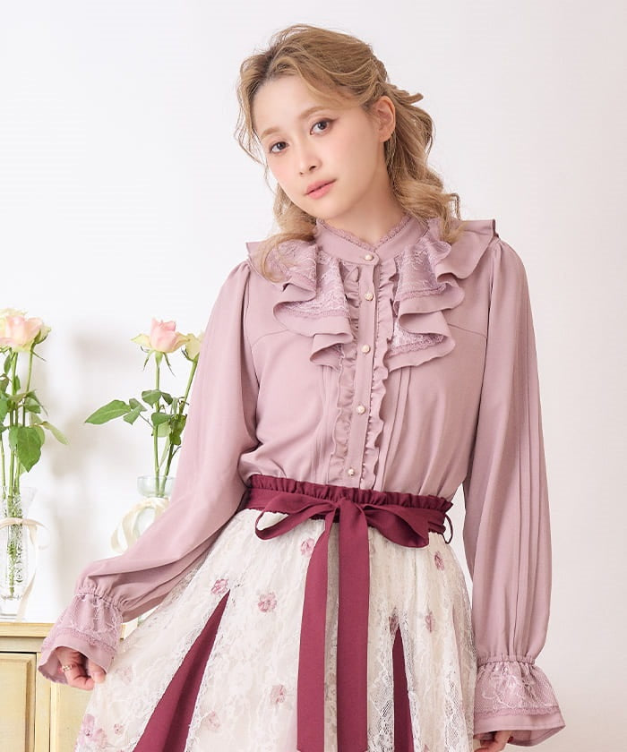 Pin Tuck Design Frill Blouse – axes femme from JAPAN