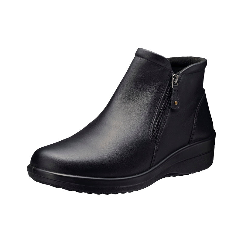 アキレス・ソルボ C 570 黒｜牛革4Eショートブーツ｜撥水