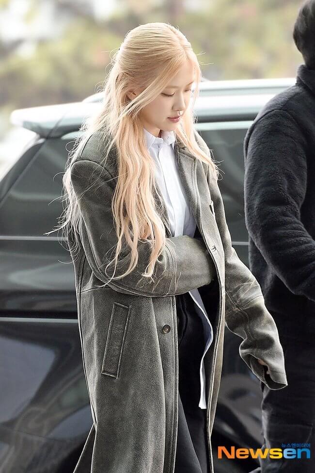 Blackpink Rose Oversized Leather Coat Women - Kpop Airport Fashion