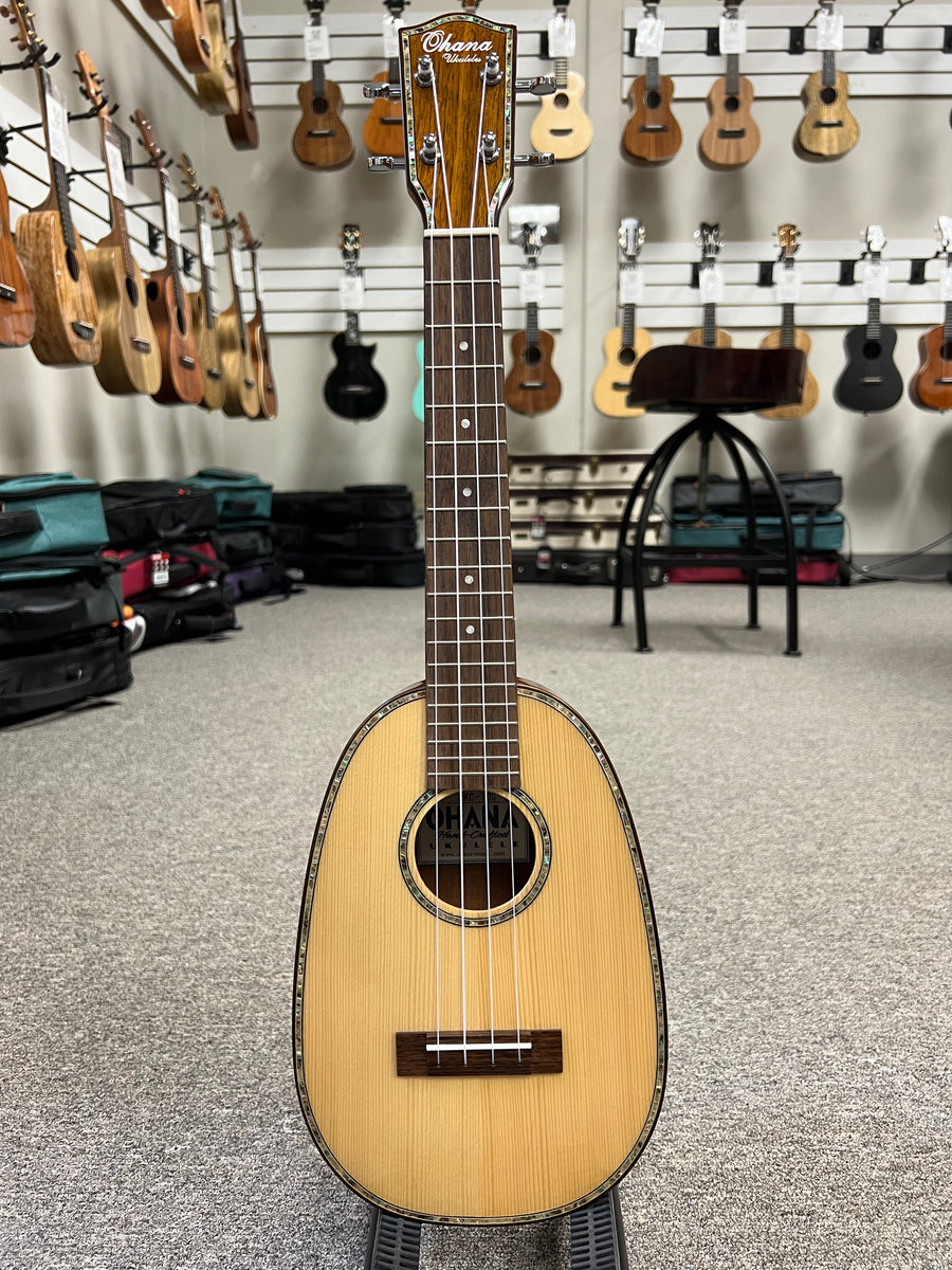 OHANA PKC-70G Pineapple Concert Ukulele - Solid Spruce/Solid