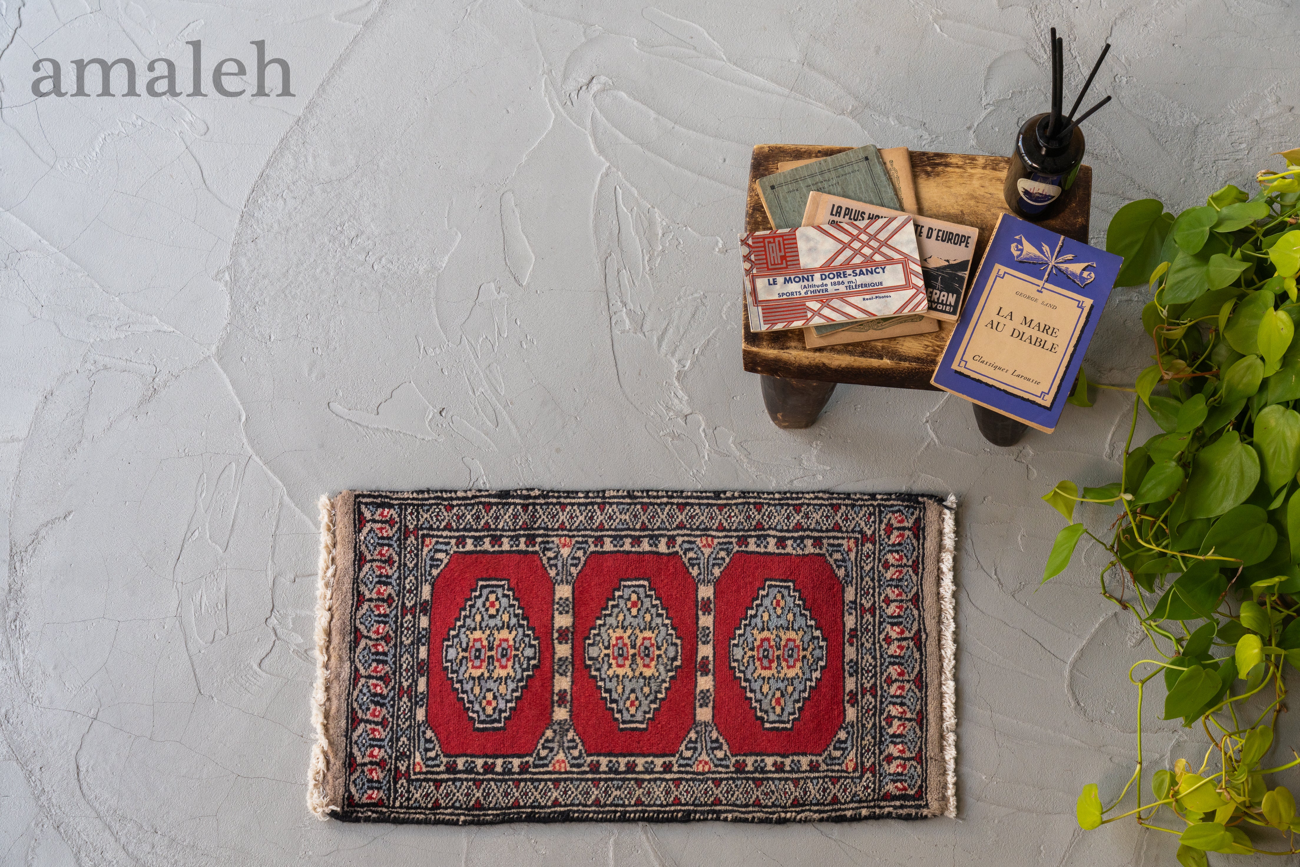 パキスタン産 1990年代 ミニラグ】ミニランナー-パキスタンラグ-手織り