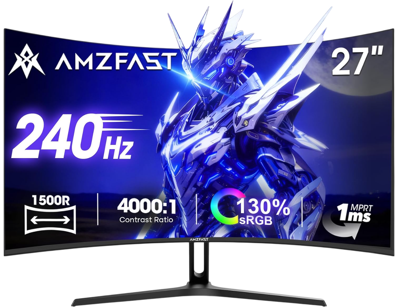 AMZFAST 27 inch Curved Gaming Monitor 240Hz FHD 1ms Fast VA 1500R
