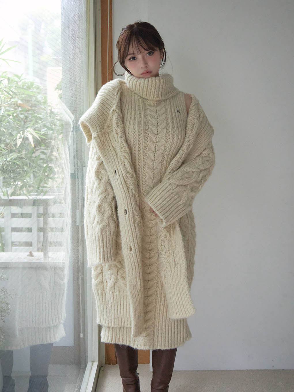 ANDMARY】Jose knit cardigan set dress