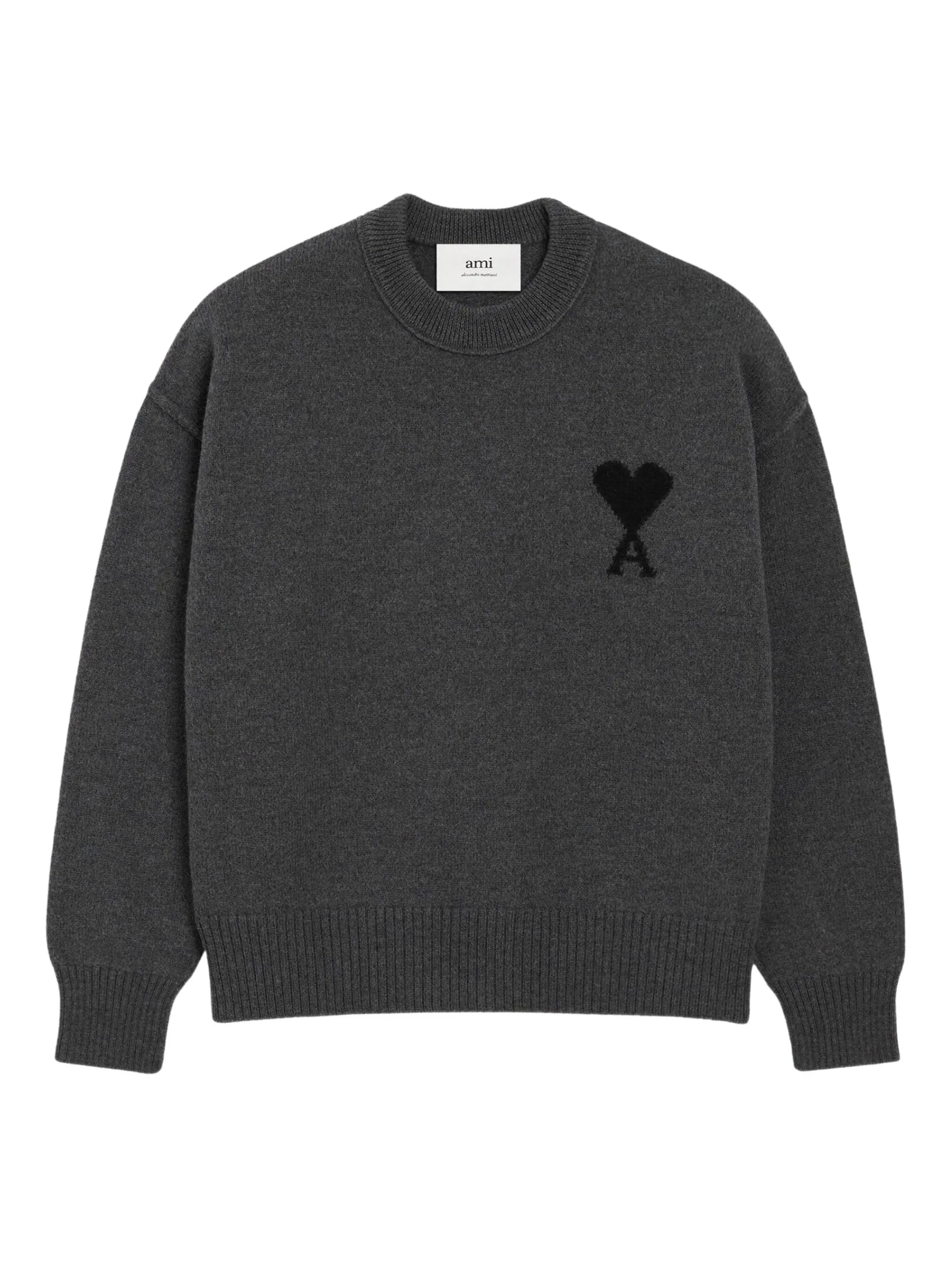 AMI - ADC Crewneck Sweater Gris Chine/Noir – Anrosa Store