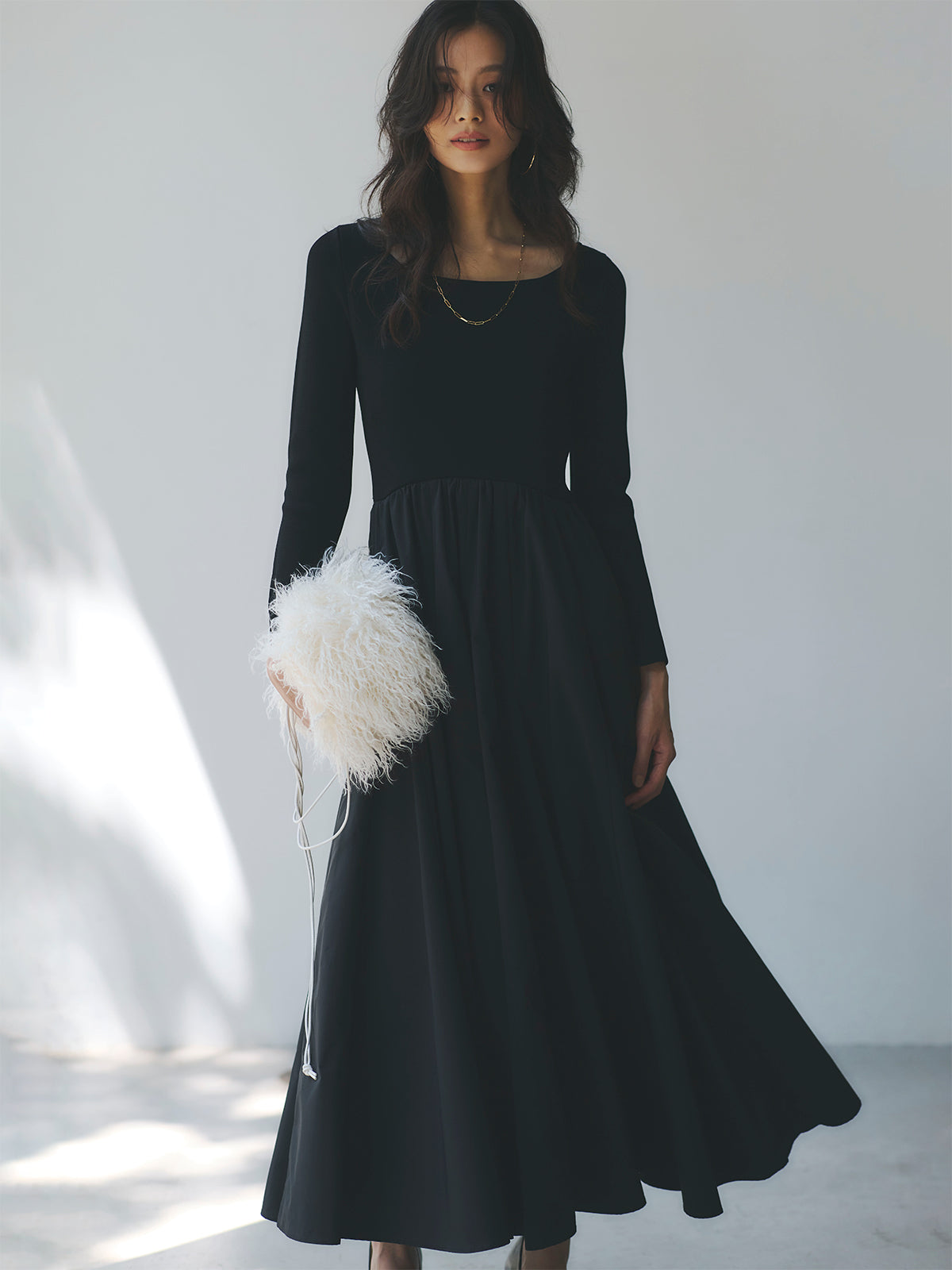 ニットドッキングフレアワンピース