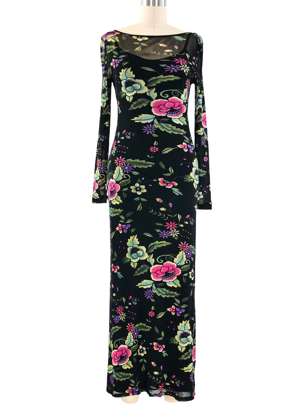 Vivienne Tam Floral Mesh Maxi Dress