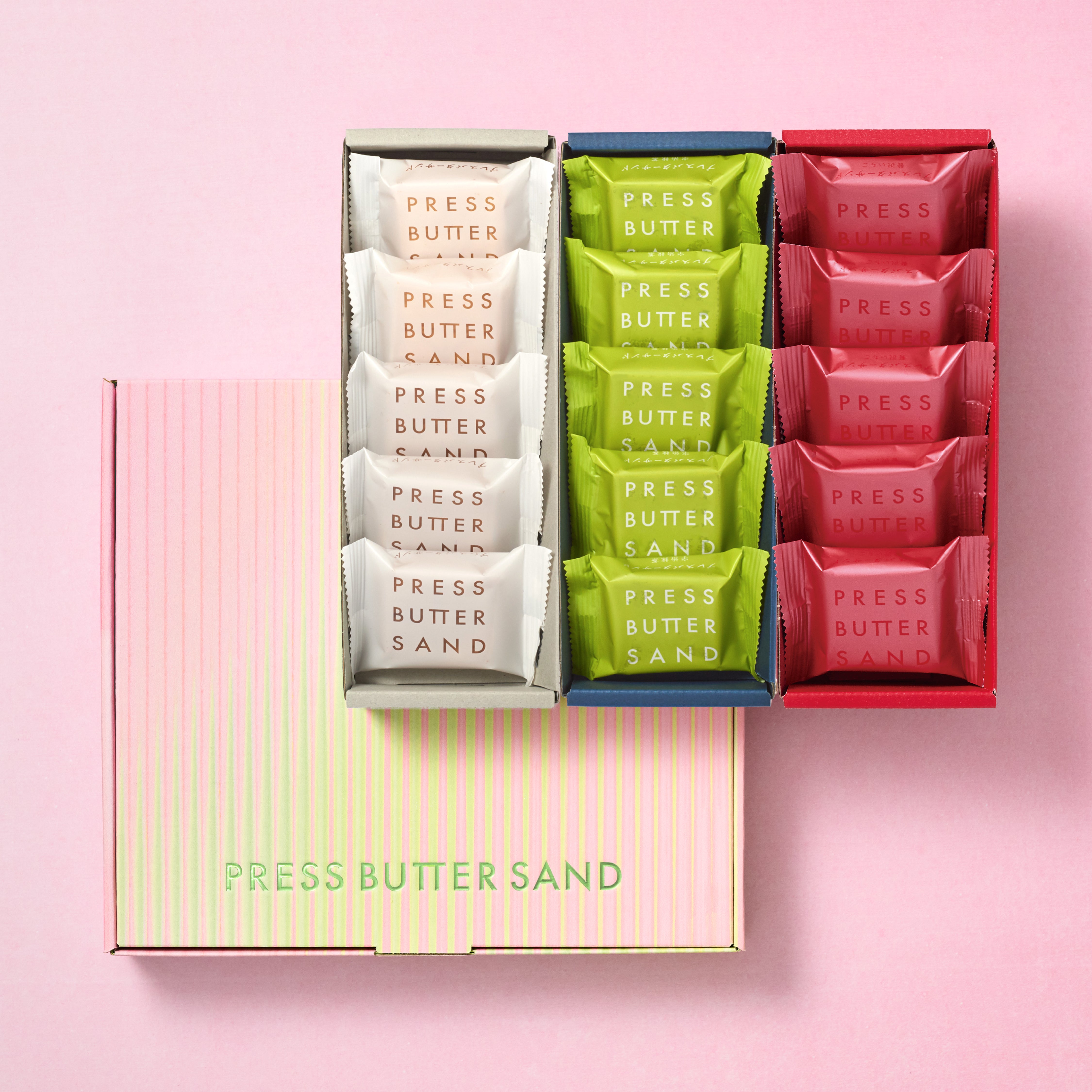 季節限定デザイン】バターサンド3種セットボックス〈贅沢いちご・宇治