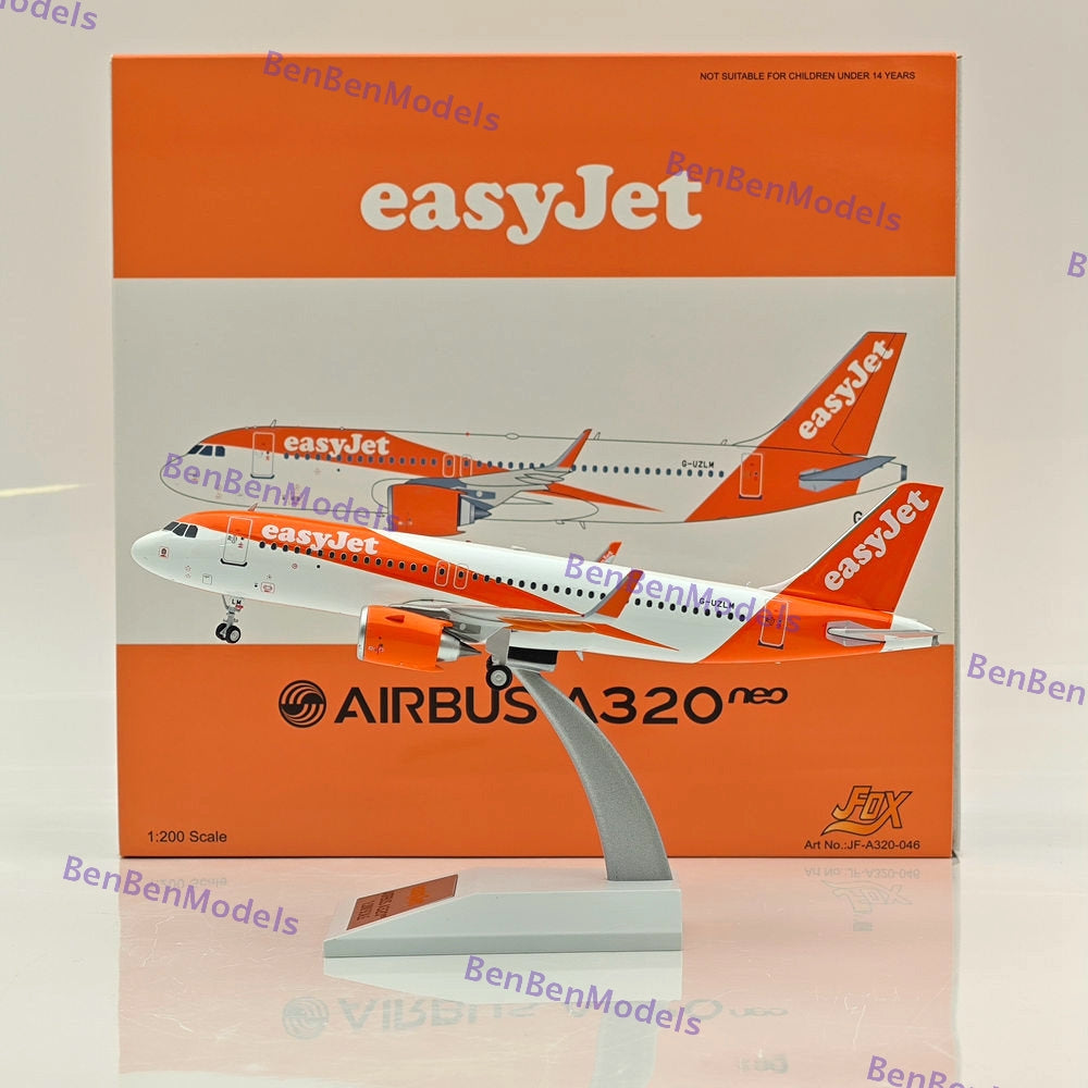 1:200 easyJet Airbus A320neo G-UZLM -WITH STAND JFOX JF-A320-046