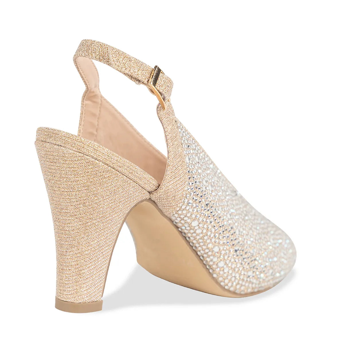 Glory Champagne | High Stable Heel Peeptoe Pumps | Benjamin Walk