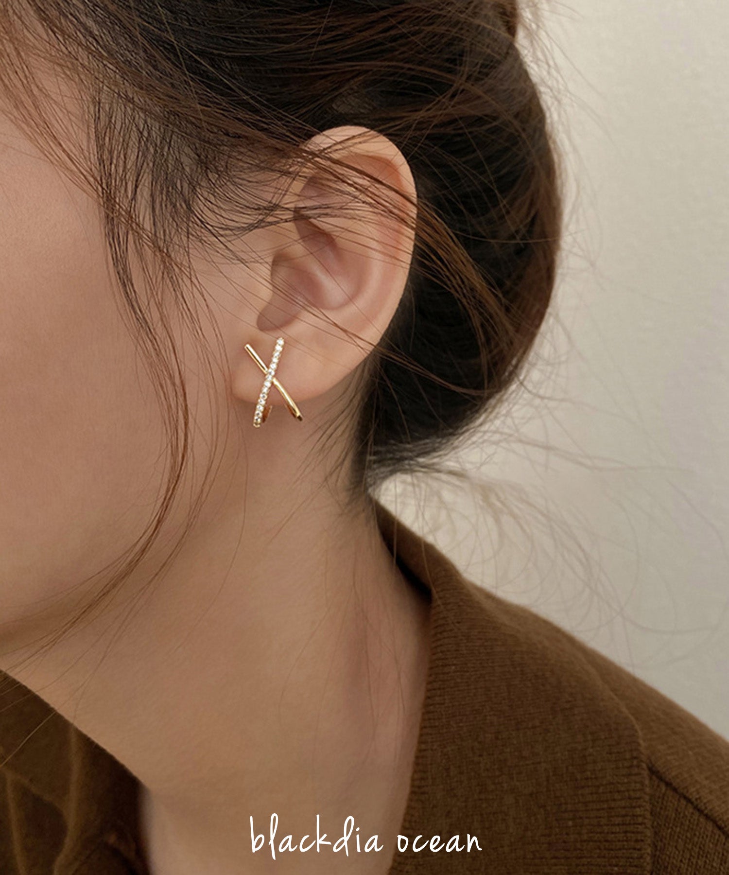 blackdia ocean ジルコニア クロス ピアス/イヤリング