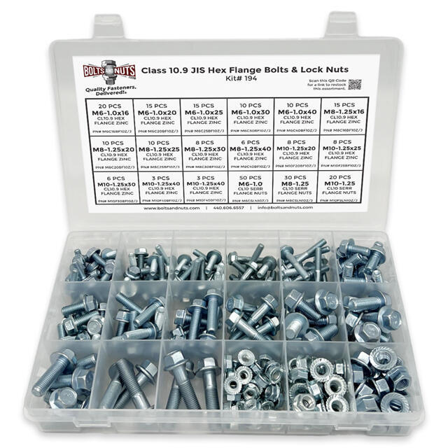 Metric Class 10.9 JIS Hex Flange Bolts & Nuts Assortment - 248 PCS