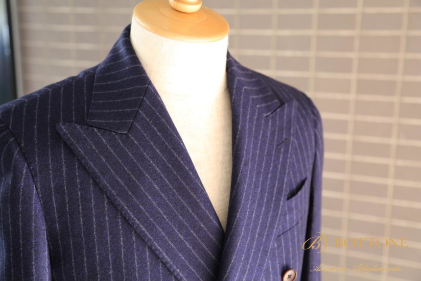 ダブルのスーツ チョーク・ストライプのフランネル - 東京・表参道の