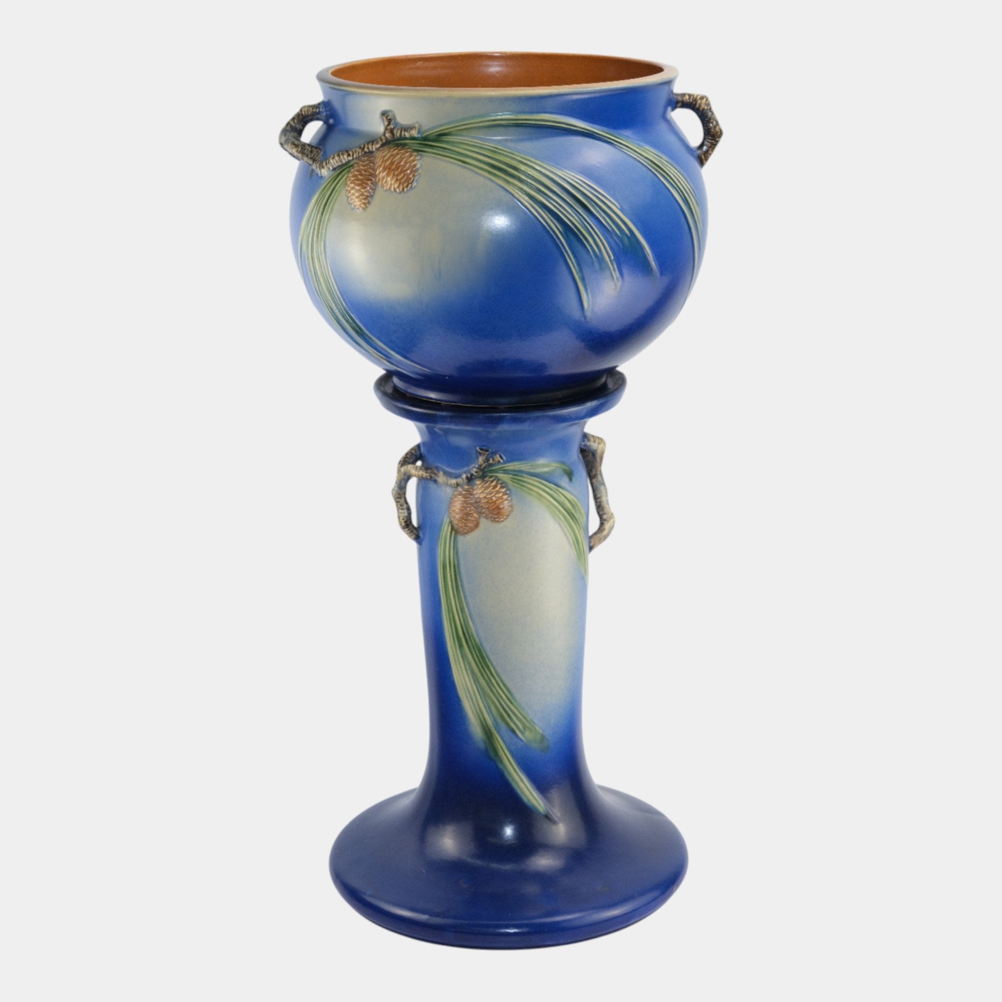 Roseville Pine Cone Blue 1935 Vintage Pottery Ceramic Jardiniere